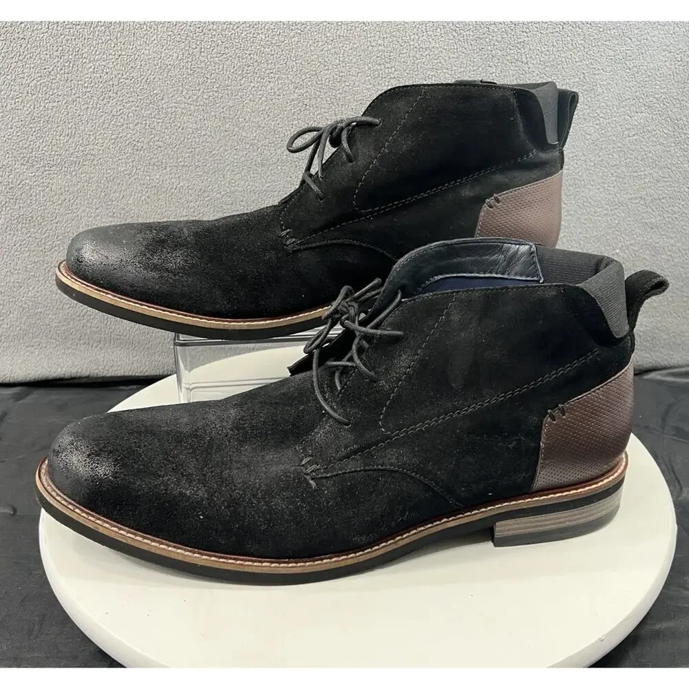 Dr Scholls Weekly Chukka Ankle Boots Shoes Black Suede Leather Mens Size 13